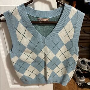 SO Blue and White Argyle Knit Vest